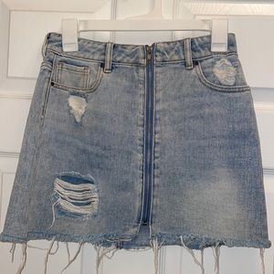 Distressed Denim Mini Skirt